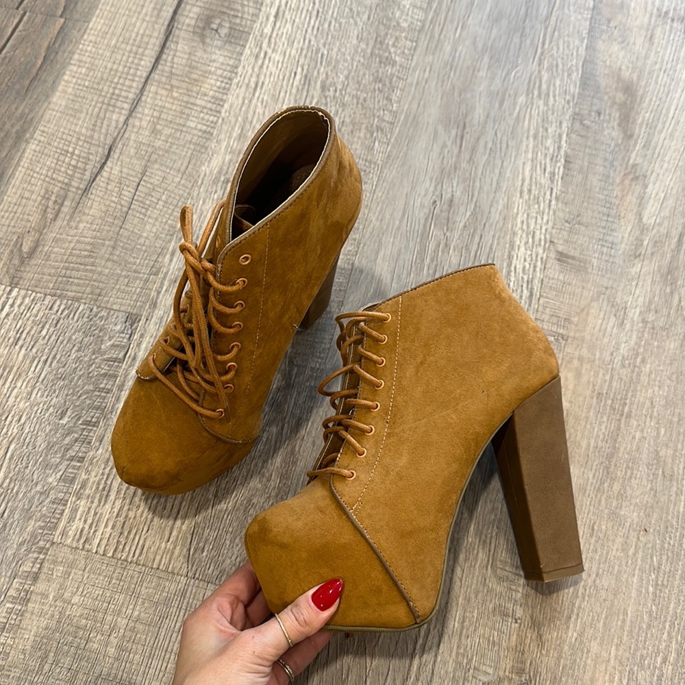 Suade Heel Platform Booties